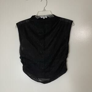 REFORMATION Lindy sheer mesh high neck sleeveless cinched black top size Small